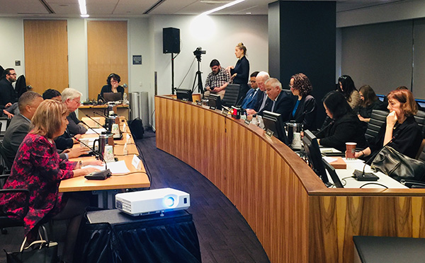 Commissioners hear from panelists, including U.S. Rep. Jackie Speier, at our briefing, “Federal Me Too: Examining Sexual Harassment in Federal Workplaces,” May 2019