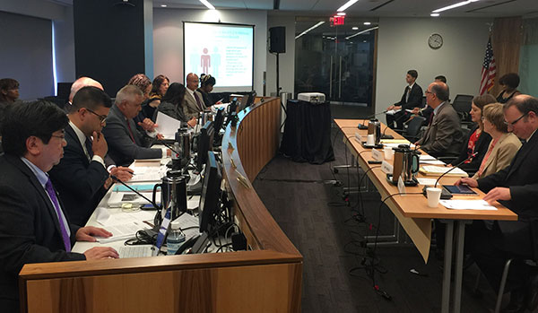 Commissioners hear from panelists regarding “Collateral Consequences: The Crossroads of Punishment, Redemption and the Effects on Communities,” May 2017