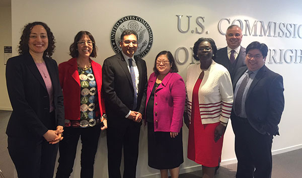Photo of Commissioners and Staff Director with Neal Katyal in February 2017