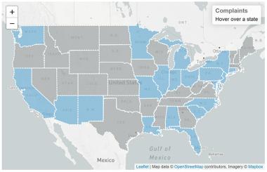 Screenshot of Civil Rights Complaints Map